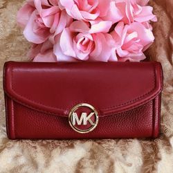 Michael Kors Leather Wallet Red New $75