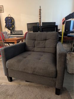 Grey upholstered chair