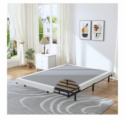 4 Inch Box Spring for Queen Low Profile Bed Base with Fabric Cover Sturdy Metal Mattress Foundation, Strong Bearing Capacity, Easy Assembly, Noise Fre