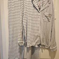 Victorias Secret Medium Gray/White Striped Modal Pajama Pant set