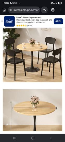 Round Dining Table Wood Top Steel Base - 24 Inch