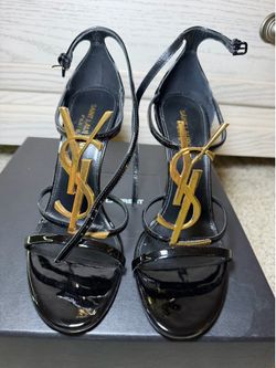 Saint Laurent YSL Cassandra Patent Leather Sandals