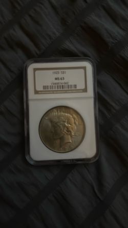 1925 Peace Dollar Graded Ms63 Mint Condition