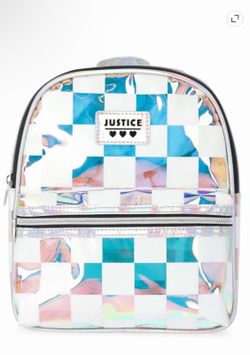Justice Holographic Checkered Mini Backpack