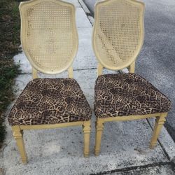 Vintage MCM Regency Style Cane Backed Shield Dining Chairs / 4 