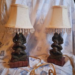 Three Wise Monkeys Matching Mini Lamps. 