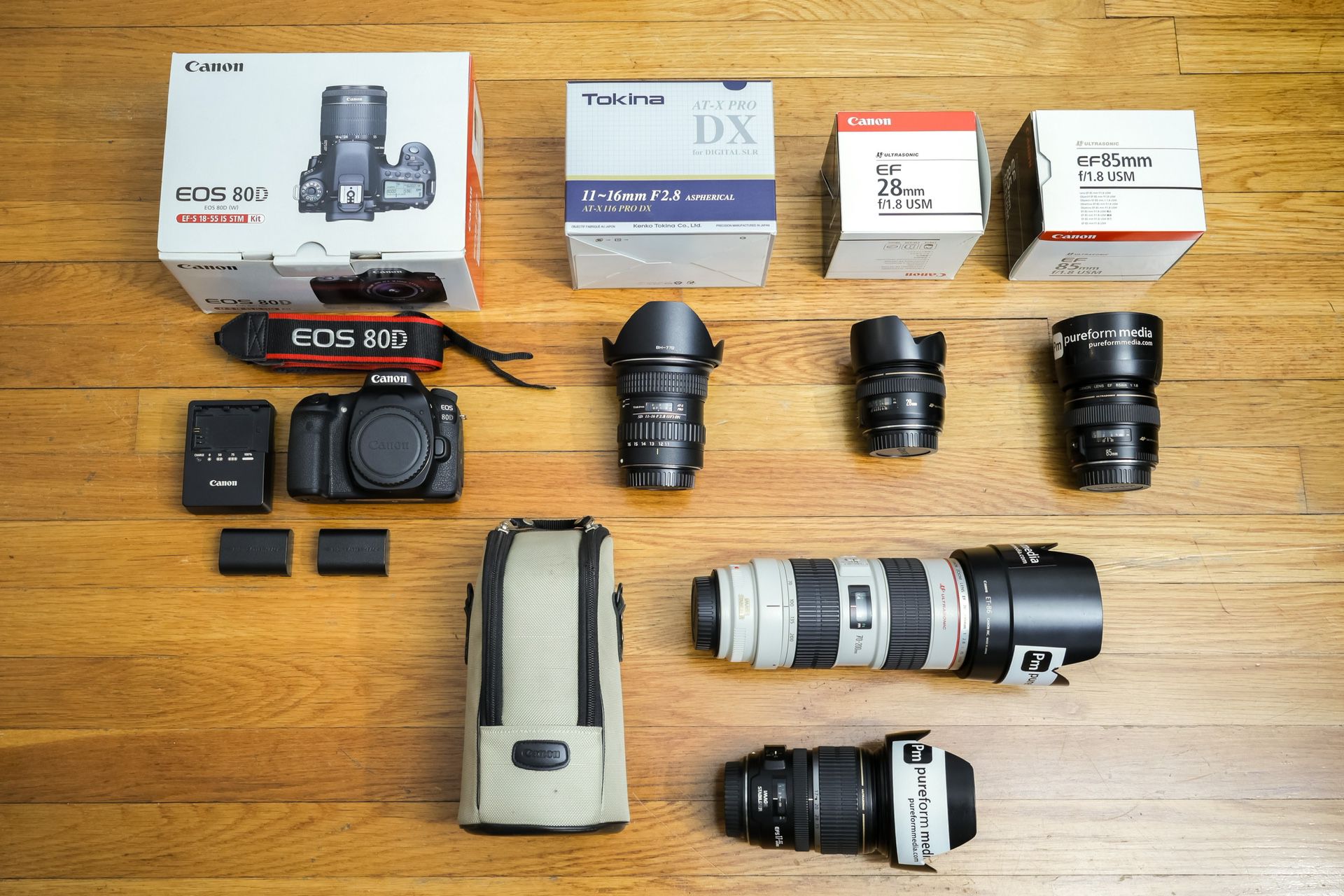Canon 80D Mega Kit w/ EF 17-55, 70-200Lf2.8, 85mm+28mmf1.8