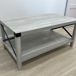 Walker Edison Sedalia Modern Farmhouse Metal X Coffee Table, 40 Inch, Stone Grey