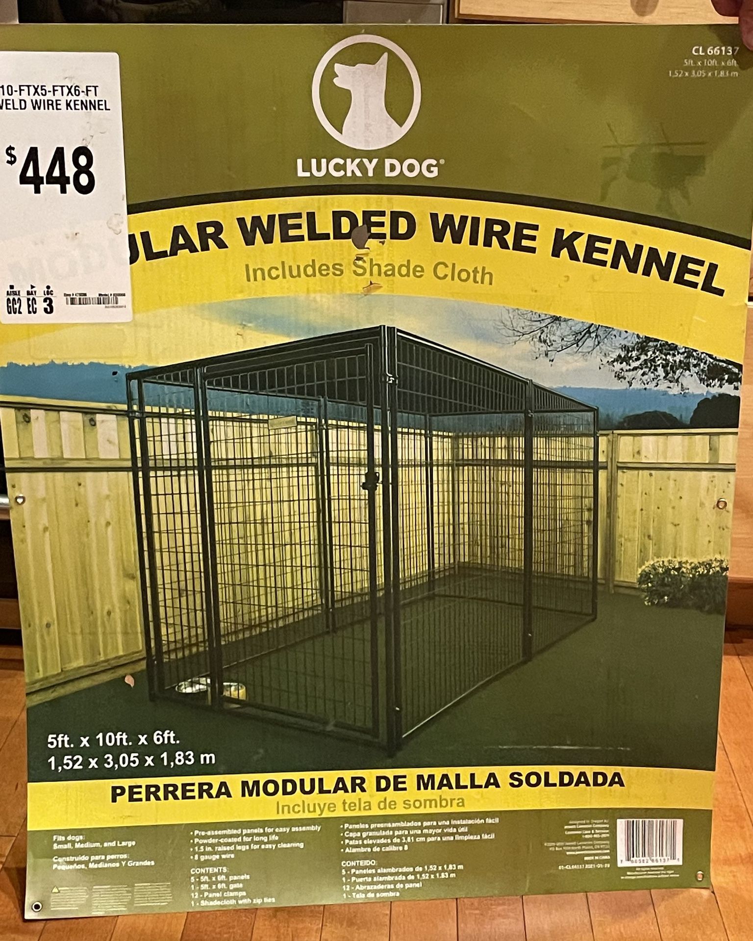 Welded Wire Kennel - Very Sturdy Lightly Used And Kept Under Cover Top Cover Still Unused.
