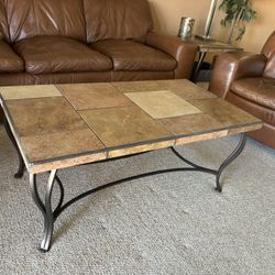 Stone Top Tea Table+ 2 Side Table + 2 Lights 