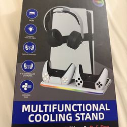 PS5/Slim Cooling & Charging Station,PS5/Slim Stand for Disc & Digital Console,PS5 Controller Charger,PS5 Slim Accessories with 3 Charging Ports,Coolin