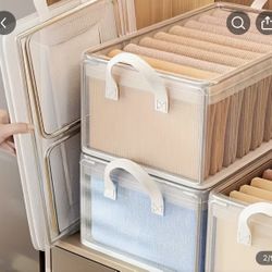 6pcs Storage Box, Stackable Steel Frame Wardrobe Storage Box, Transparent Foldable PVC Storage Box - Suitable for Clothes, Blankets, and Cosmetics - W