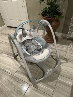 Ingenuity Compact Lightweight Portable Baby Swing with Music, Nature Sounds and Battery-Saving Technology - Abernathy, 0-9 Months