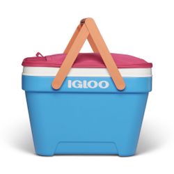 Igloo 25 qt. Picnic Basket Cooler, Pink and Blue
