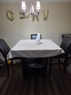 Dark Wood Dining Table with 4 Chairs