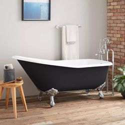 66" Cast Iron Clawfoot Tub - Chrome Feet 