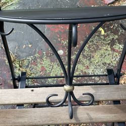 Vintage Ornate Decorative  Half Round Wrought Iron  Wall Shelf 