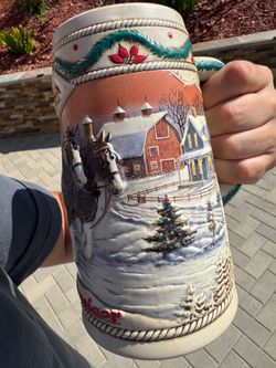 Budwieser collectible beer mugs Christmas 1996