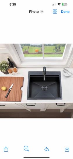 21x20 Inch Black Drop In Kitchen Sink Workstation - VAPSINT 21 Inch Topmount Gunmetal Black Bar Sink BCW-1 $80