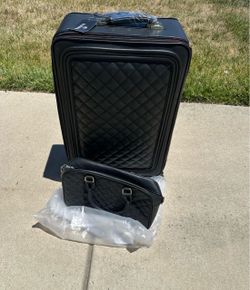24” Feilario 2 Piece Black Leather Luggage Set