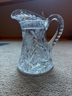 Vintage Cut Crystal Floral Pitcher