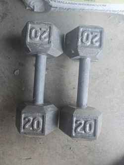 20 lb Cast Iron Hex Dumbbells Pair