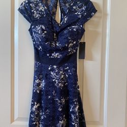 Brand New Blue and Ivory Dress