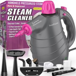 Pressurized Handheld Steam Cleaner with 10pcs Accessories&Safety Lock, Multi-Purpose Natural Deep Cleaning Steamer, Multi-Surface Steamer for Cleaning