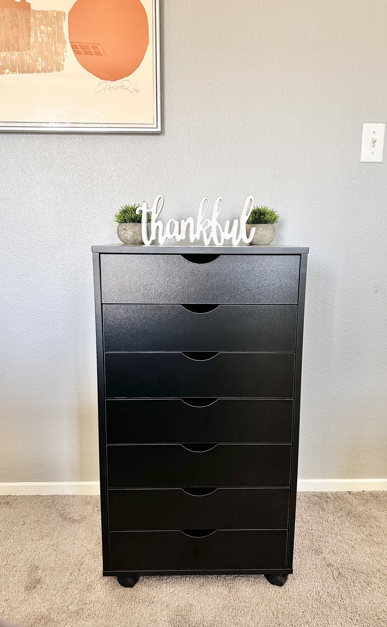 7 Drawer Storage Organizing Chest ( Black)