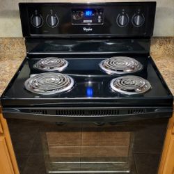 Black Whirlpool 30-inch Electric Coil Top Stove 