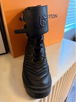 Gucci Frances Quilted Leather Combat Boots - Size 8.5