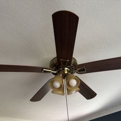 Hampton Bay Light/Fan Antique Gold/Wooden Finish