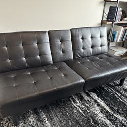 Leather Futon + Foldable Bed