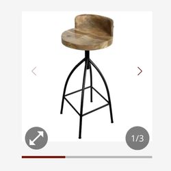 30” Wood And Metal Bar Stool 