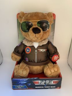 TOP GUN 10" Musical Teddy Bear MAVERICK Aviator Jacket Danger Zone Song 2020 NEW