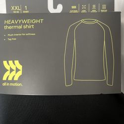 All in Motion Mens Size XXL Black Long Sleeve Heavyweight Thermal Undershirt 1PK
