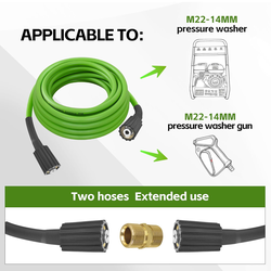Universal Pressure Washer Hose for Greenworks Power Washer 3300 PSI ，Replacement  for Greenworks Ryobi Electric Power Wash Hose with M22/14 Fit