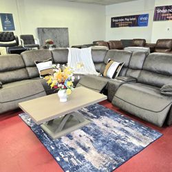 Gray Microfiber Power Reclining Living Room Set With USB Ports