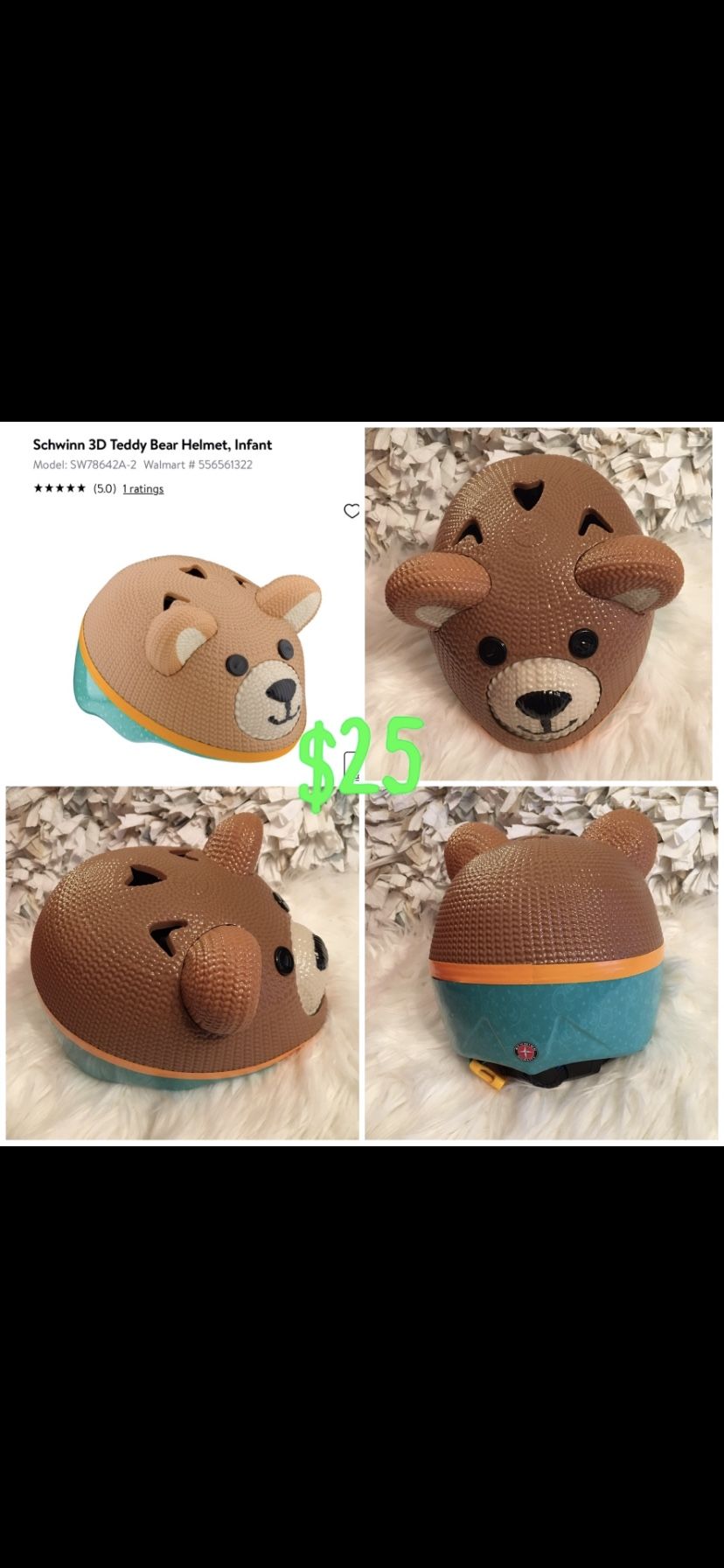 Schwinn 3D Teddy Bear Helmet New