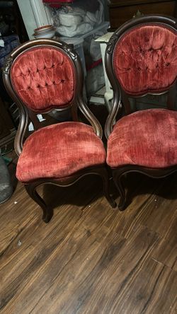 Two Red Antique Chairs 
