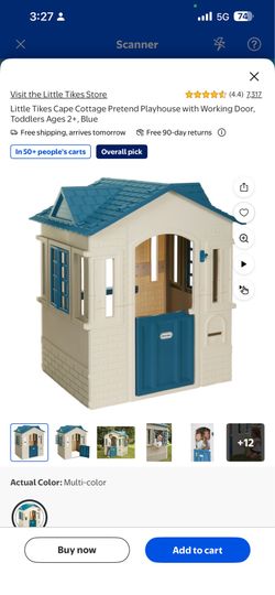 Little Tikes Cape Cottage Pretend Playhouse with Working Door, Toddlers Ages 2+, Blue