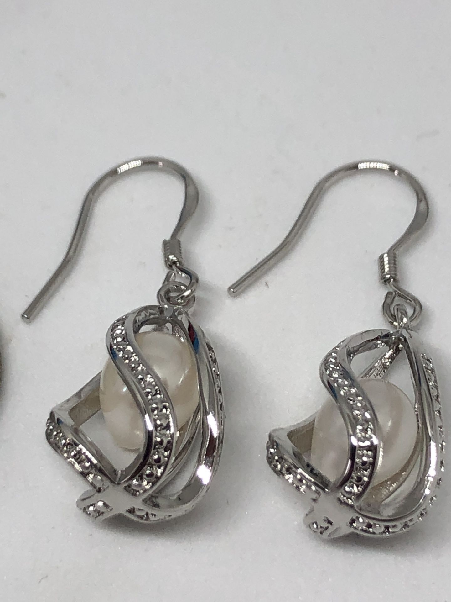 925 Caged Freshwater Pearl Earrings