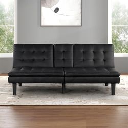 Adjustable Black Couch Futon Sofa Bed