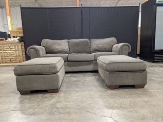 Three-Seater Bauhaus Sofa with Two Matching Ottomans
