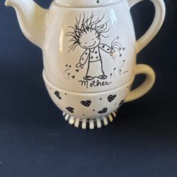 Enesco Children of the Inner Light by Marci "Grandmother" Teapot & Cup