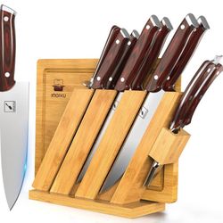 Knife Set, imarku 10-Piece Knife Sets for Kitchen with Block, High Carbon Stainless Steel Chef Knife Set with Wooden Cutting Board, Kitchen Knife Set 
