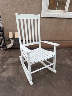 White Wooden Outdoor Rocking Chair