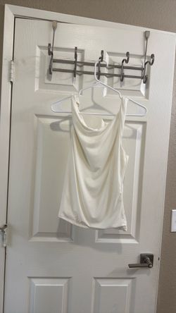 Cream Cowl Neck Satin Tank Top