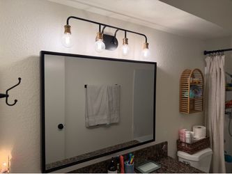 40” x 30” Matte Black Modern Mirror