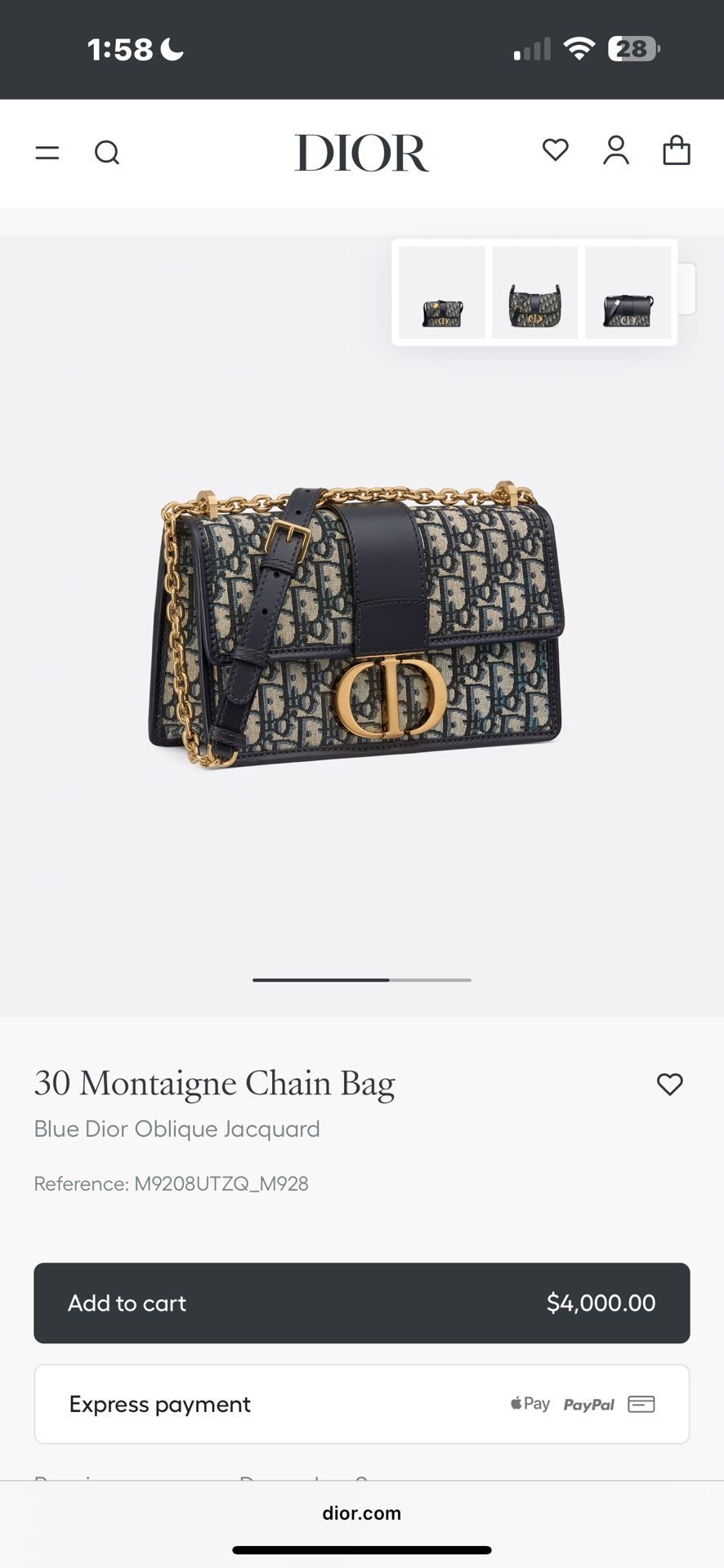 DIOR 30 MONTAIGE CHAIN BAG